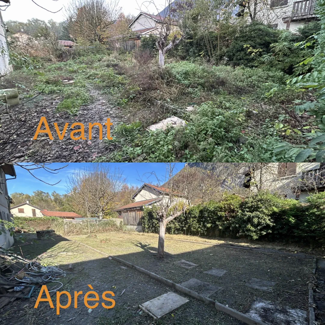 Terrain en friche avant et après remise en état